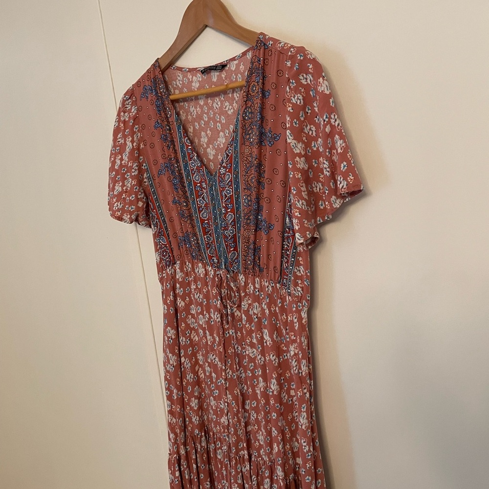 BloomChic Floral Maxi Dress - Terracotta and Blue Size 14/16 Boho - Picture 6 of 12